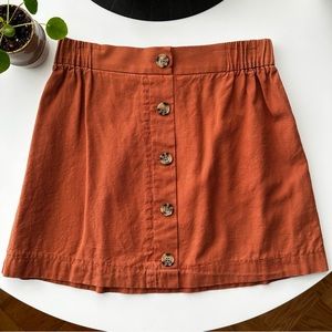 Good Luck Gem Rust Button-Front Mini Skirt